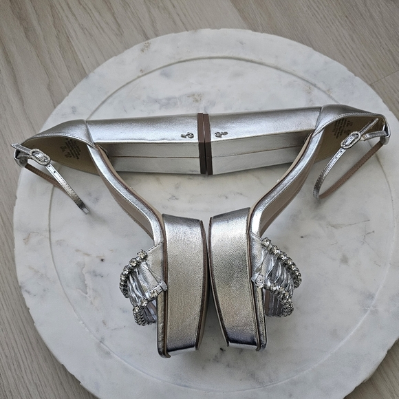 Sam Edelman Ninette Platform Heels Ankle Strap Metallic Size 8.5 - Picture 11 of 15